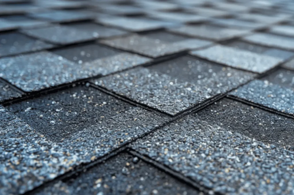 Close-up view of asphalt shingles showing the surface and edges often checked during a small roof issue repair