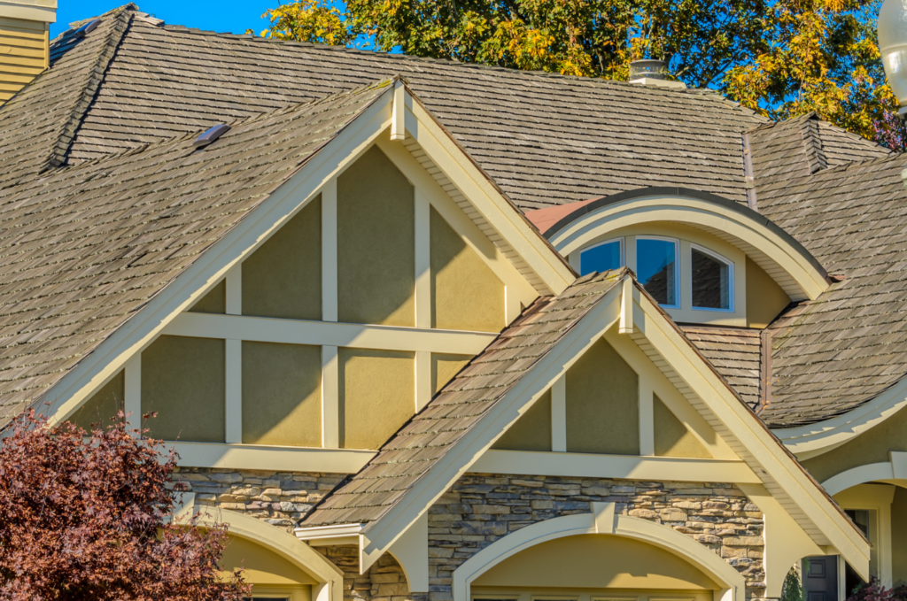 Suburban roof documented after emergency roof repair service to show inspected areas and plan the next repair steps clearly. 
